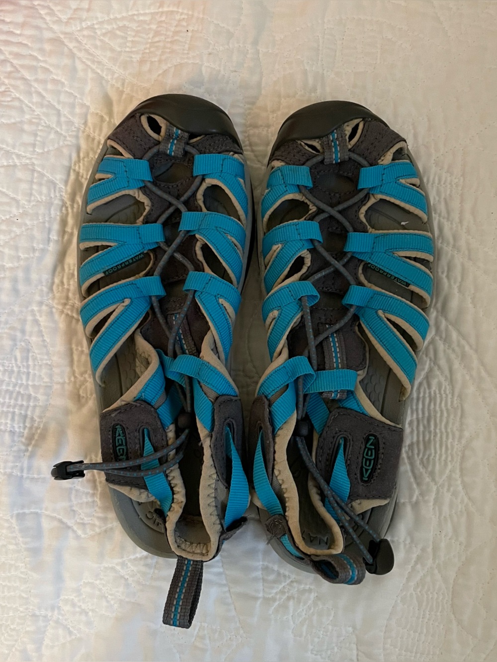 Keen Women's Blue and Gray Closed-Toe Hiking Sandals